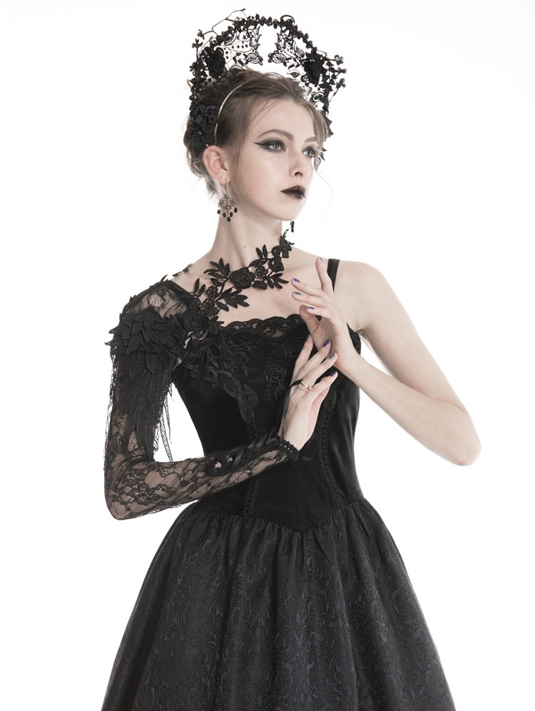 Black Gothic Flower Lace Sleeve for Women