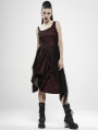 Red Plaid Gothic Punk Rebellious Girl Irregular Dress
