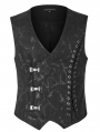 Black Gothic Steampunk Buckle Vest for Men