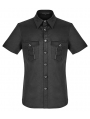 Black Gothic Punk Metal Short Sleeve Shirt for Men