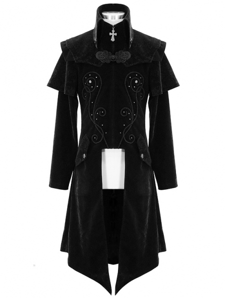 Black Gothic Victorian Vintage Long Velvet Tailcoat for Men ...