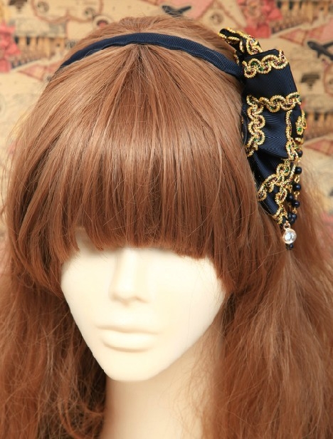 Blue Beads Ribbon Lilta Headband