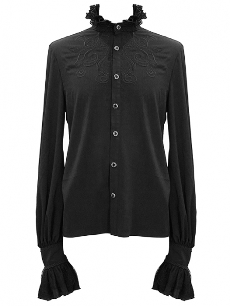 Black Vintage Gothic Palace Bowtie Shirt for Men - Devilnight.co.uk