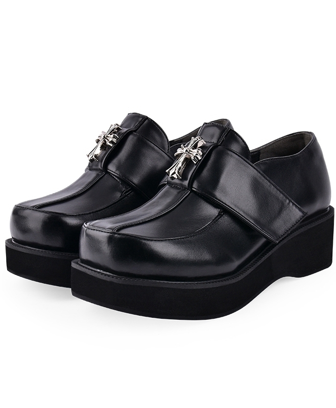 Black Gothic Punk Cross Platform Shoes for Women