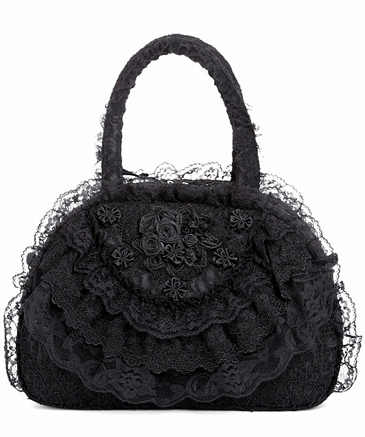 Black Romantic Vintage Gothic Flower Lace Handbag