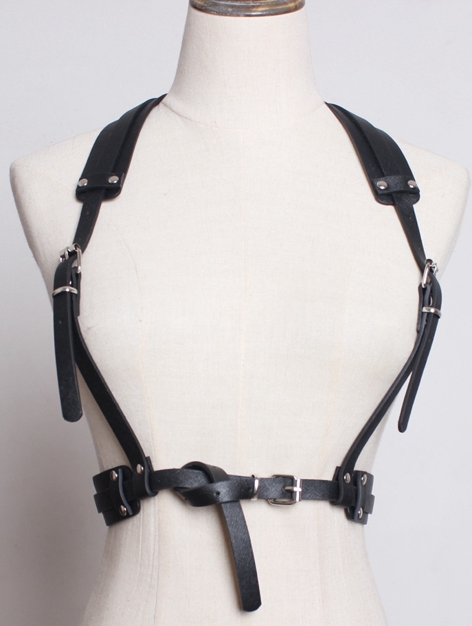 Black Gothic Punk PU LeatherBuckle Belt Harness