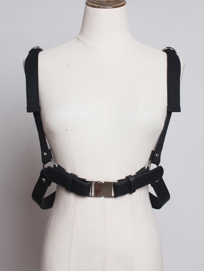 Black Gothic Punk PU Leather Belt Harness