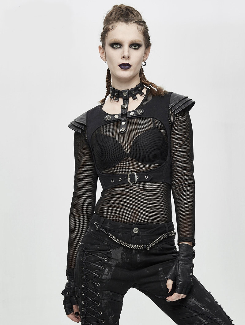 Black Gothic Punk Short Top for Women