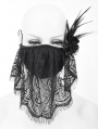 Black Gothic Lace Flower Feather Mask for Women