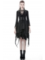 Black Gothic Punk Chiffon Irregular Long Vest for Women