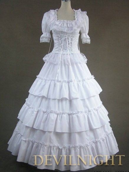 Classic White Long Prom Gothic Lolita Ball Gwons