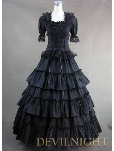 Classic Black Long Prom Gothic Lolita Dress - Devilnight.co.uk