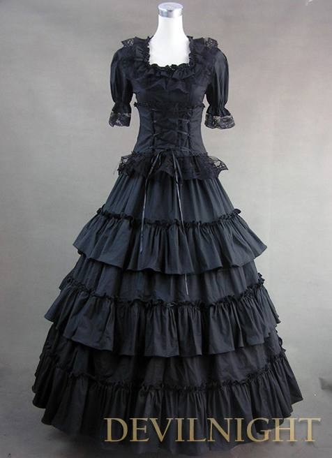 Classic Black Long Prom Gothic Lolita Dress