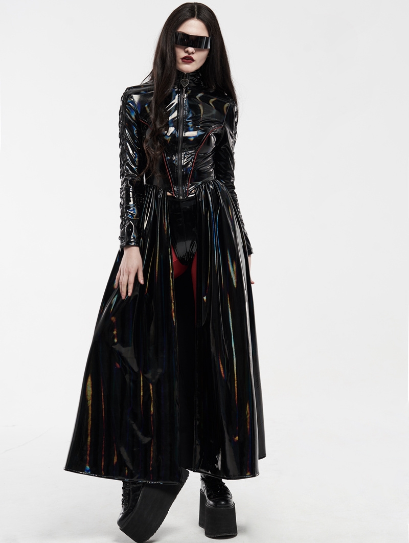 Cyber Rococo Laser Gothic Long Coat for Women