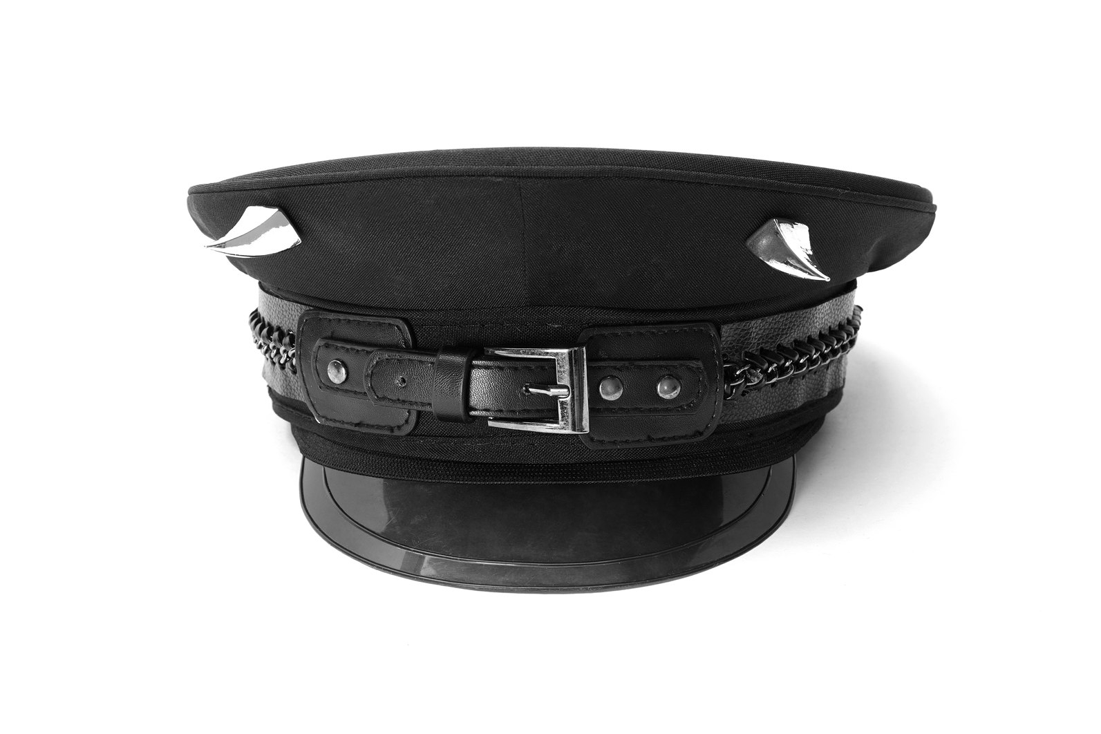 Black Gothic Punk Military Hat for Men