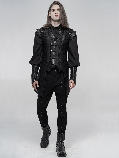 Black Gothic Punk Chinese Han Style Waistcoat for Men