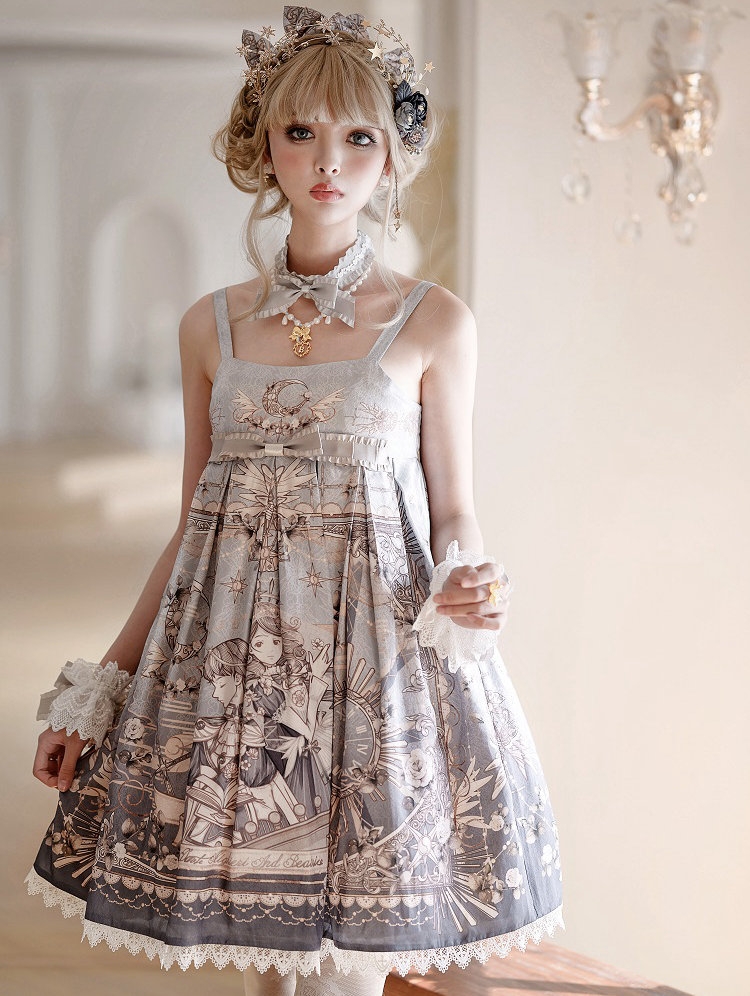 The unfinished poem pattern Grey Classic Lolita JSK Dress