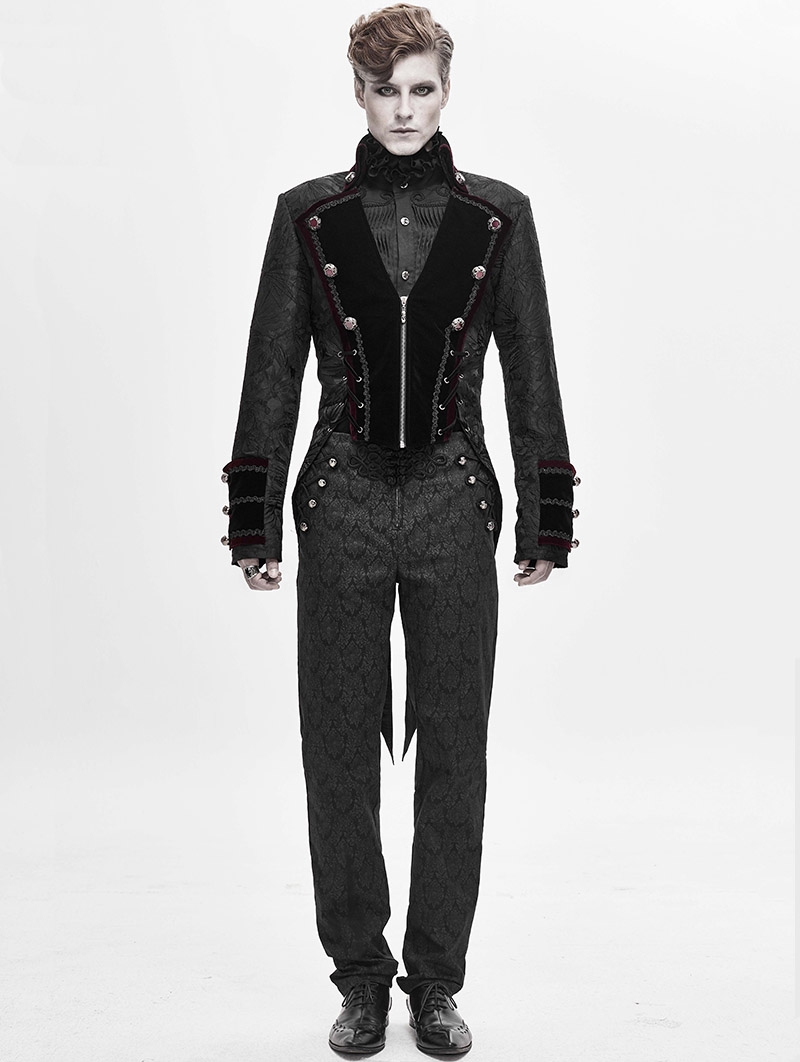 Black Retro Gothic Party Swallow Tail Coat for Men