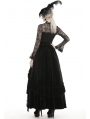 Black Vintage Gothic Velvet Lace Long Party Skirt