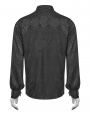 Black Gothic Jacquard Long Sleeve Casual Shirt for Men