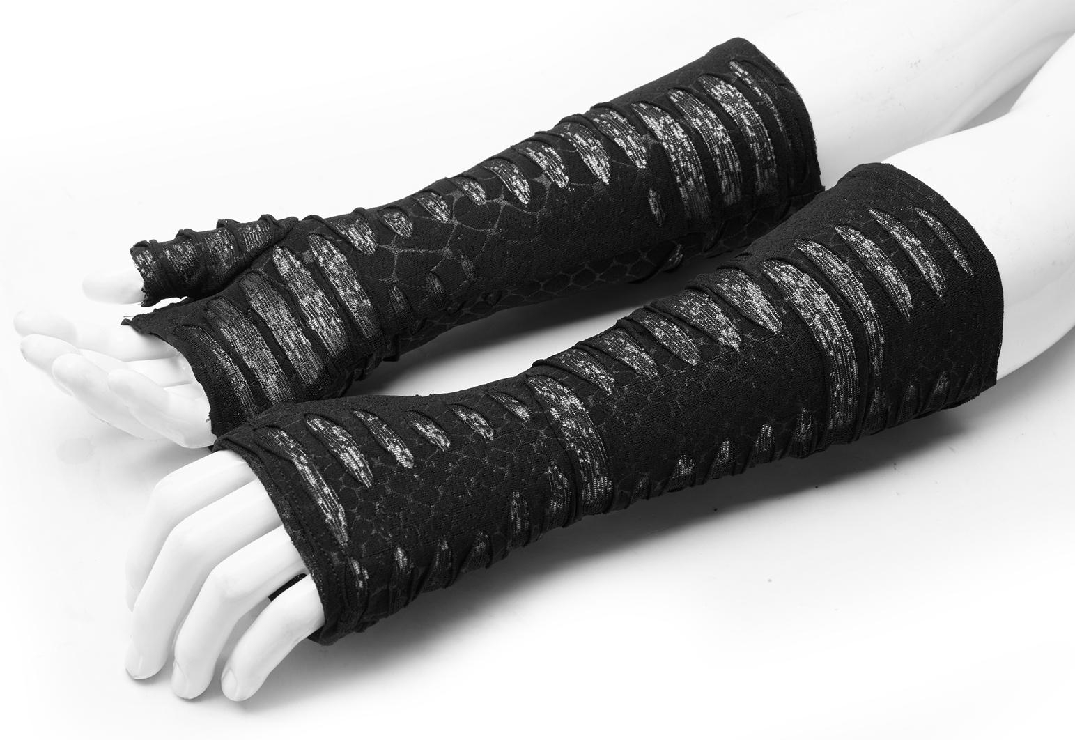 Black Gothic Punk Daily Hole Gloves for Men