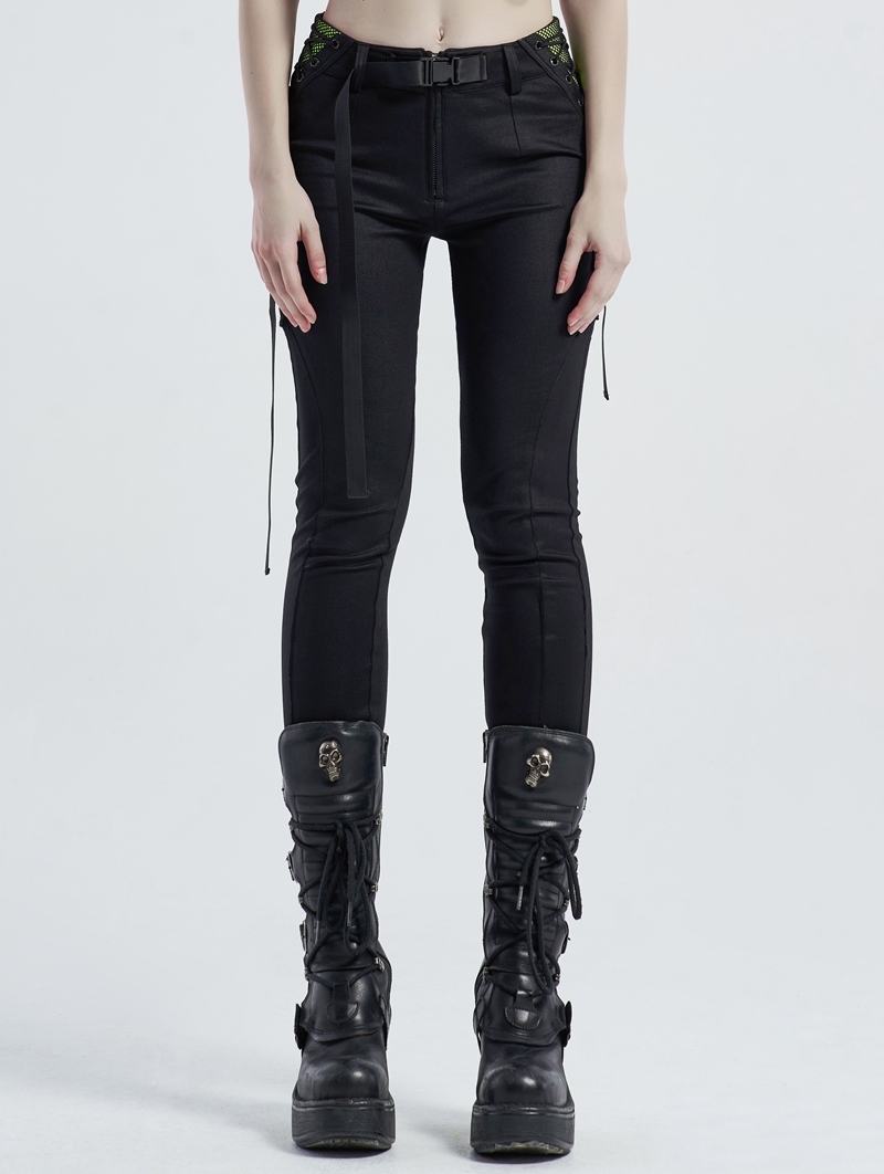 Black Gothic Punk Slim Daily Wear Legging for Women