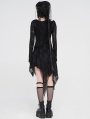 Black Gothic Grunge Long Sleeve Irregular Dark Striped Hole Dress