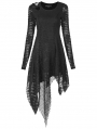 Black Gothic Grunge Long Sleeve Irregular Dark Striped Hole Dress