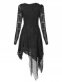 Black Gothic Grunge Long Sleeve Irregular Dark Striped Hole Dress