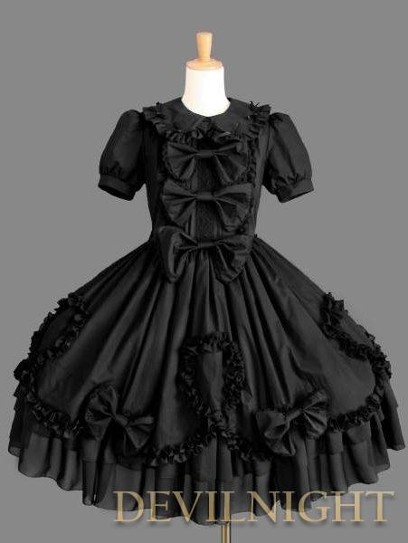 Black Sweet Bow Short Sleeves Gothic Lolita Dress