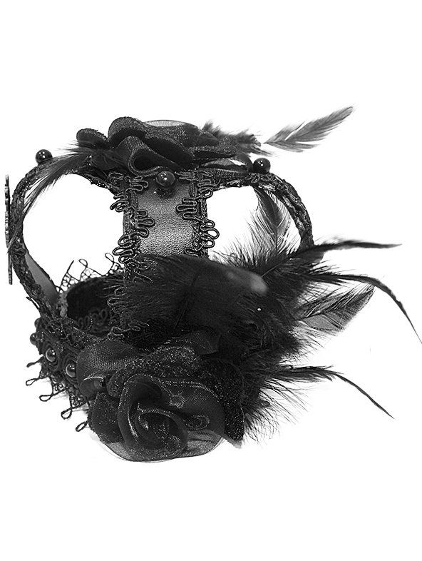 Black Gothic Queen Feather Crown Headdress