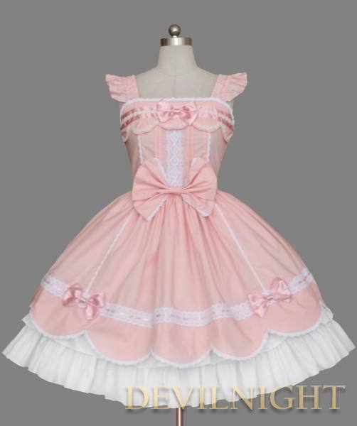 Pink and White Cap Sleeves Sweet Lolita Dress