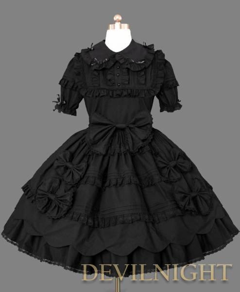 Black Short Sleeves Sweet Gothic Lolita Dress