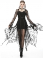 Black Romantic Lace Gothic Sexy Daily Wear Long Trench Coat for Women