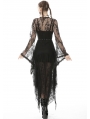 Black Romantic Lace Gothic Sexy Daily Wear Long Trench Coat for Women