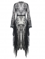 Black Romantic Lace Gothic Sexy Daily Wear Long Trench Coat for Women