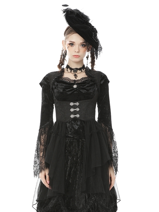 Black Retro Gothic Tail Waistcoat for Women