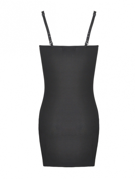 Black Sexy Gothic Slim Sleeveless Mini Dress - Devilnight.co.uk