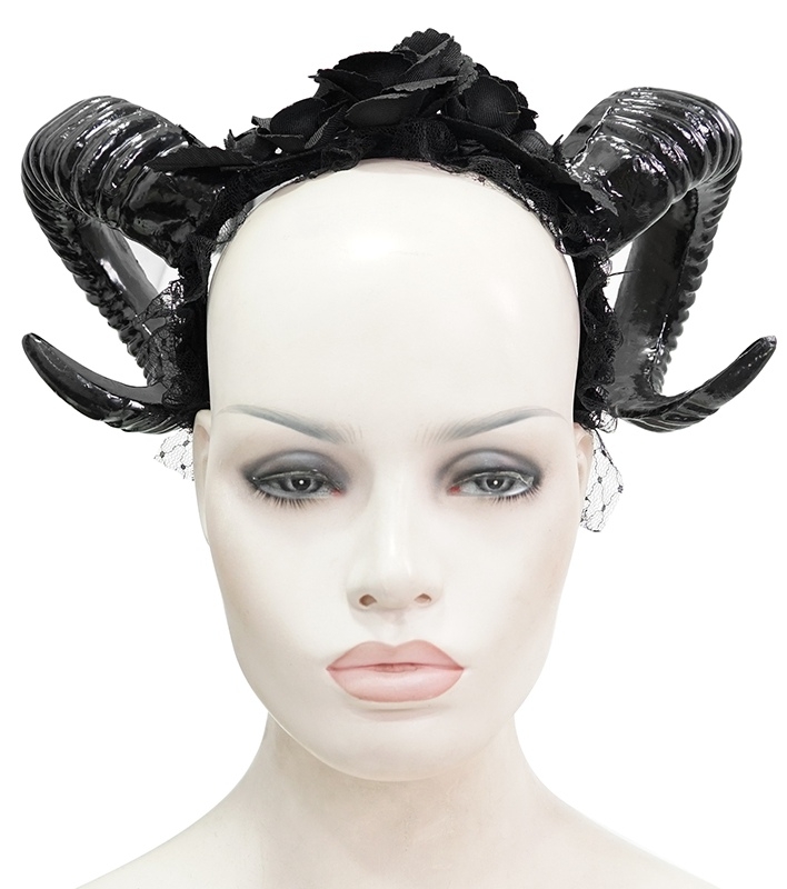 Black Gothic Devil Horn Headdress