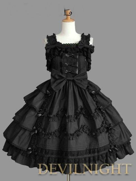 Black Sleeveless Sweet Bow Gothic Lolita Dress