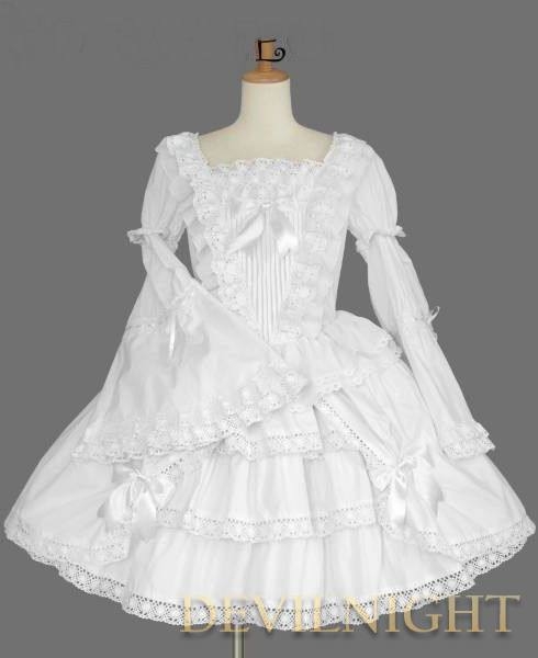 White Long Trumpet Sleeves Sweet Lolita Dress