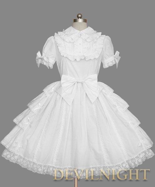 White Short Sleeves Bow Sweet Lolita Dress