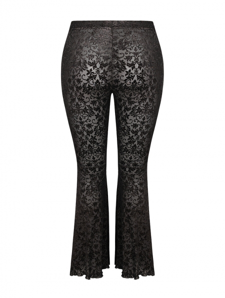 Dark Gothic Velvet Plus Size Flared Pants for Women - Devilnight.co.uk