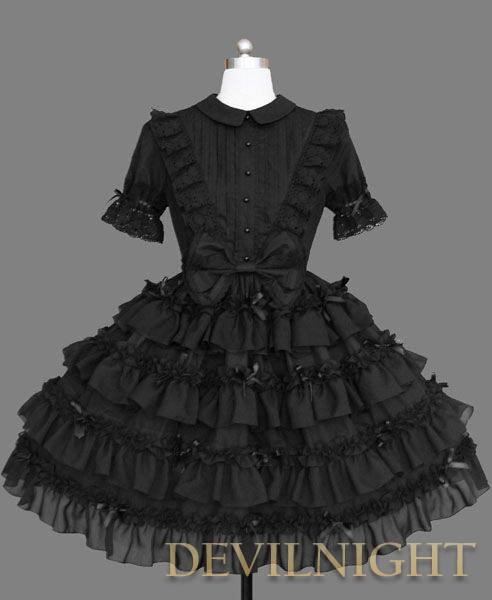 Black Short Sleeves Sweet Gothic Lolita Dress