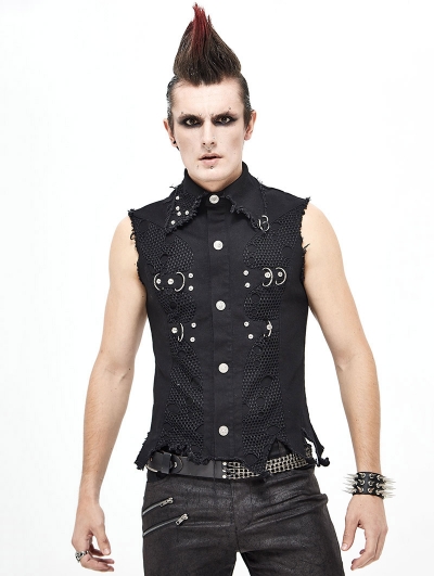 Black Gothic Punk Rock Vest Top for Men - Devilnight.co.uk