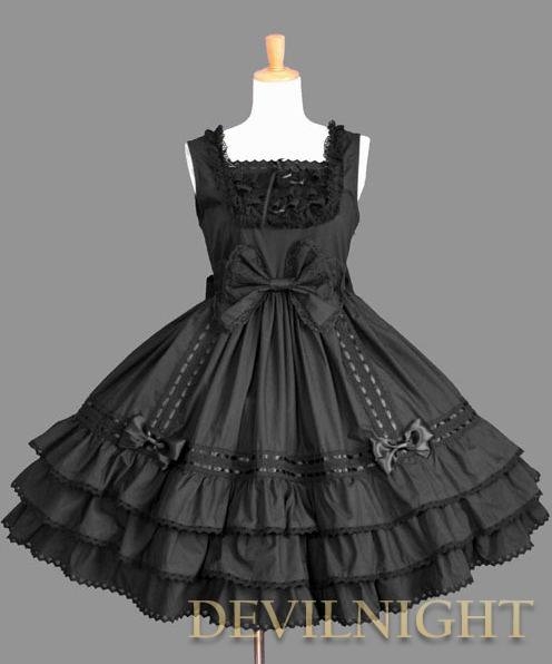 Black Sleeveless Lace Bow Sweet Gothic Lolita Dress