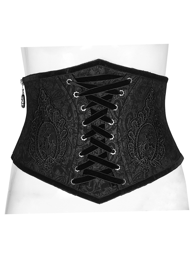 Black Gothic Gorgeous Court Jacquard Corset Waistband for Women