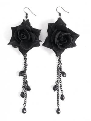 Black Gothic Flower Pedant Earrings