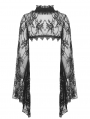 Black Gothic Lace Bell Sleeves Cape for Women