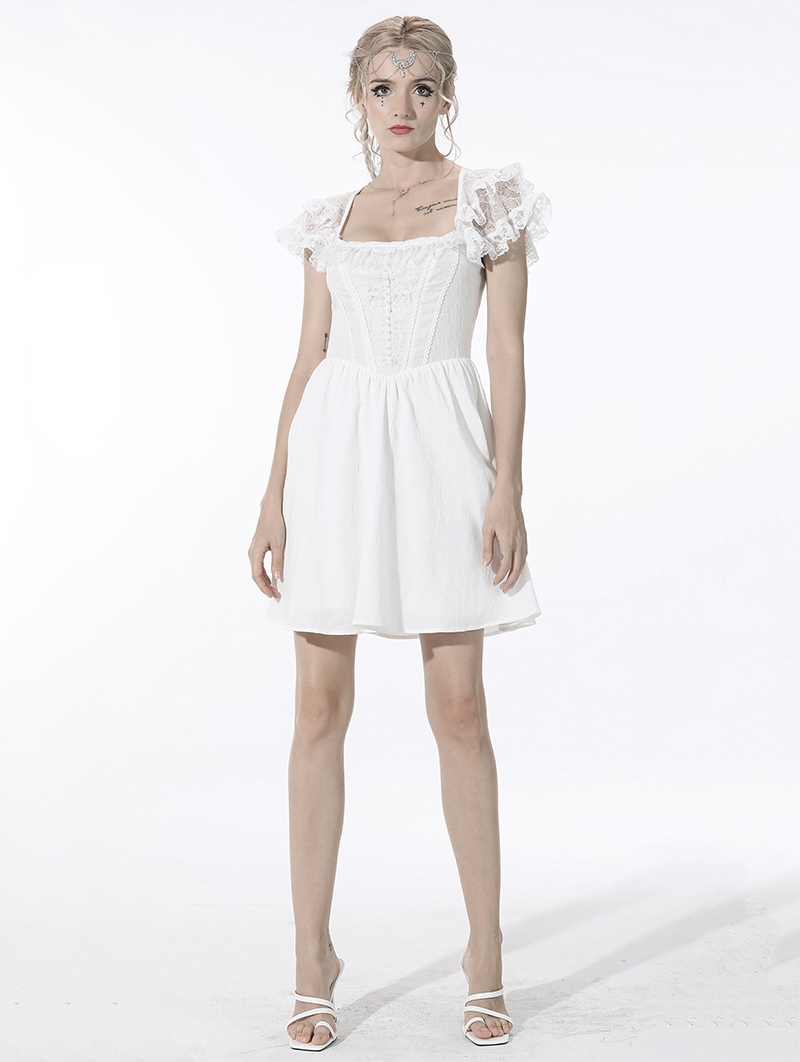 White Gothic Angelic Beauty Short Party Dress